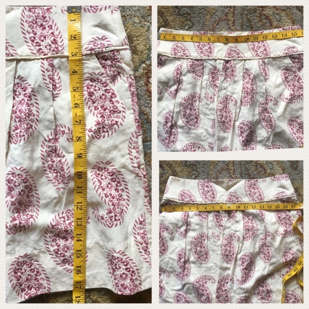 LOFT Ivory Raspberry Paisley Linen Skirt, Size 6 - Picture 5 of 6